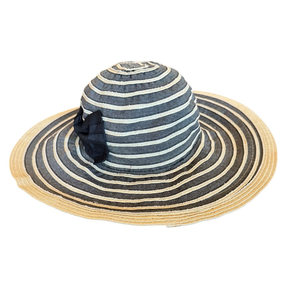 San Diego Hat Company Striped Wide Brim Hat with Bow - Picture 5 of 7